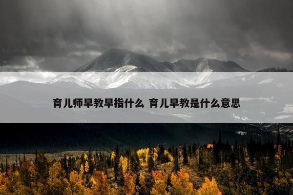 育儿师早教早指什么 育儿早教是什么意思