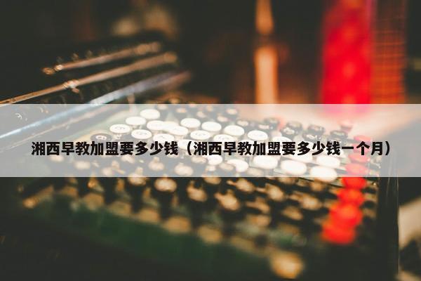 湘西早教加盟要多少钱（湘西早教加盟要多少钱一个月）