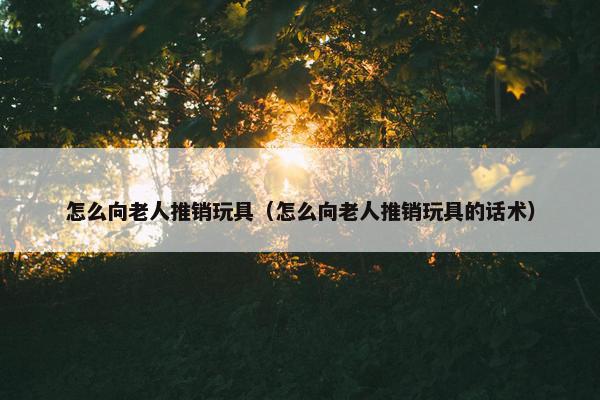 怎么向老人推销玩具（怎么向老人推销玩具的话术）