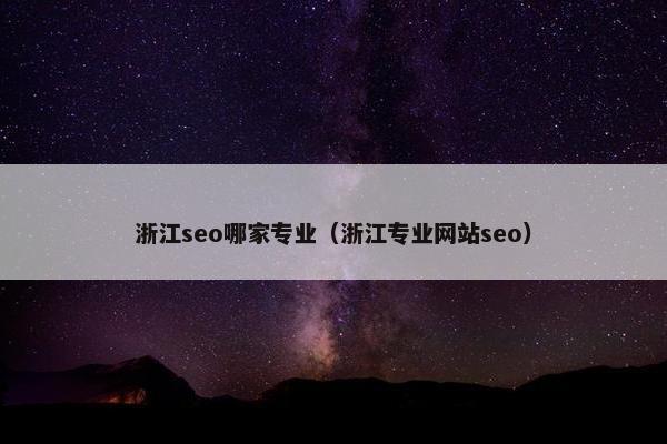 浙江seo哪家专业（浙江专业网站seo）