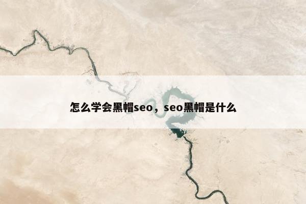 怎么学会黑帽seo，seo黑帽是什么