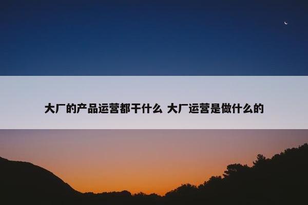 大厂的产品运营都干什么 大厂运营是做什么的