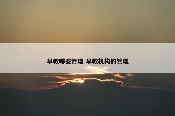 早教哪些管理 早教机构的管理