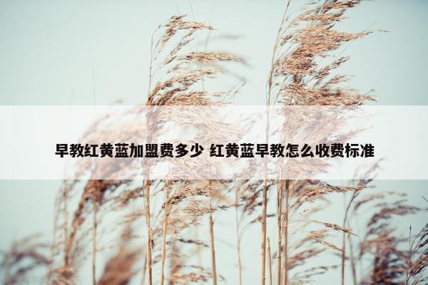 早教红黄蓝加盟费多少 红黄蓝早教怎么收费标准