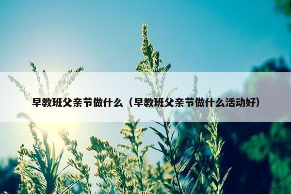 早教班父亲节做什么（早教班父亲节做什么活动好）