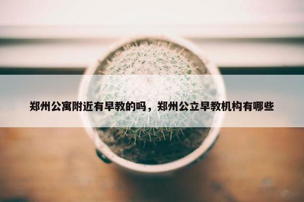 郑州公寓附近有早教的吗，郑州公立早教机构有哪些