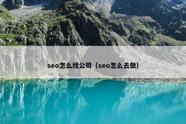 seo怎么找公司（seo怎么去做）