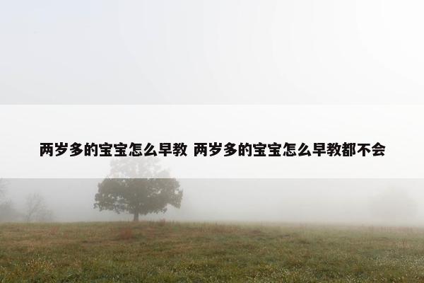 两岁多的宝宝怎么早教 两岁多的宝宝怎么早教都不会