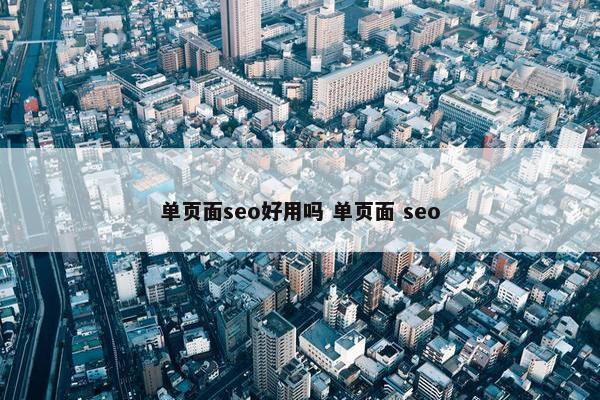 单页面seo好用吗 单页面 seo