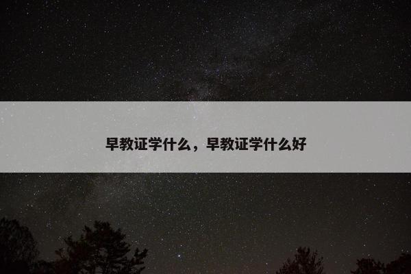 早教证学什么，早教证学什么好