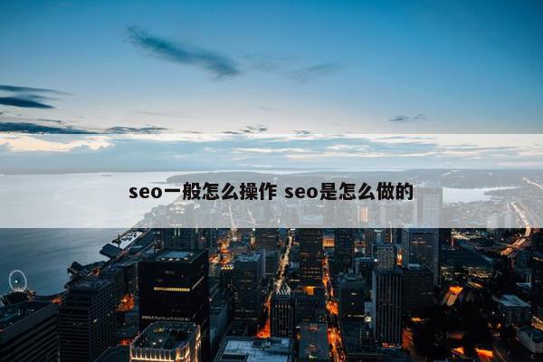 seo一般怎么操作 seo是怎么做的