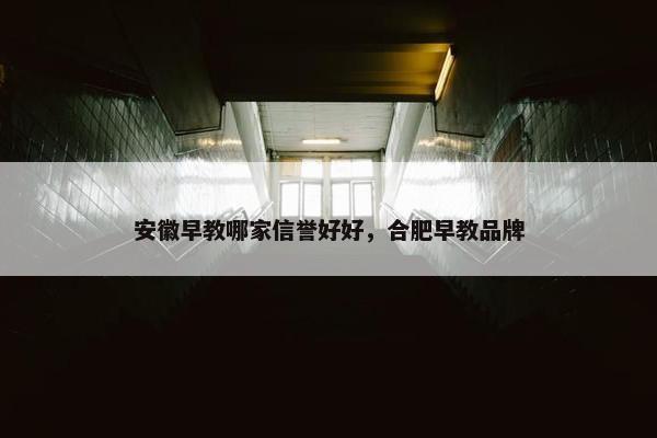 安徽早教哪家信誉好好，合肥早教品牌