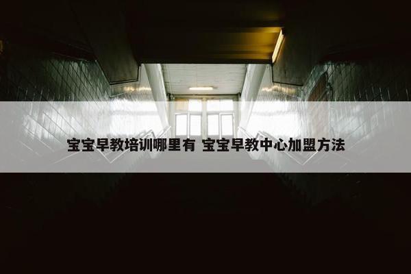 宝宝早教培训哪里有 宝宝早教中心加盟方法