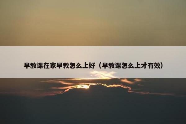 早教课在家早教怎么上好（早教课怎么上才有效）