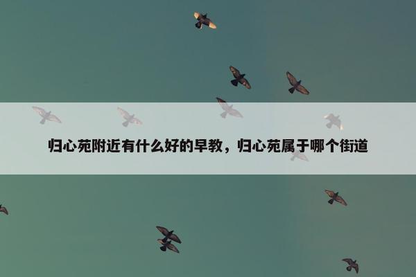 归心苑附近有什么好的早教，归心苑属于哪个街道