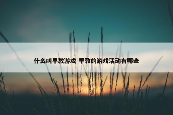 什么叫早教游戏 早教的游戏活动有哪些