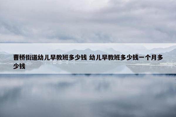 曹桥街道幼儿早教班多少钱 幼儿早教班多少钱一个月多少钱