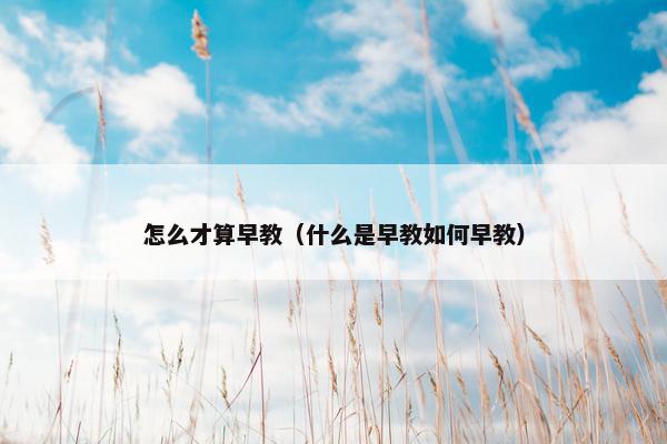 怎么才算早教（什么是早教如何早教）