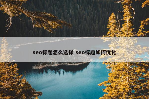 seo标题怎么选择 seo标题如何优化