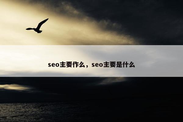 seo主要作么，seo主要是什么