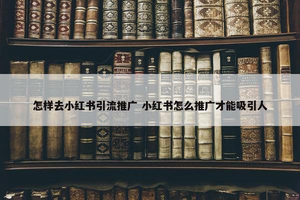 怎样去小红书引流推广 小红书怎么推广才能吸引人