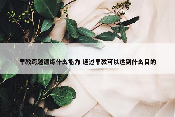 早教跨越锻炼什么能力 通过早教可以达到什么目的