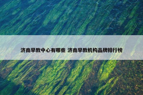 济南早教中心有哪些 济南早教机构品牌排行榜