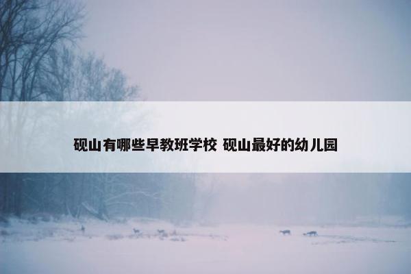 砚山有哪些早教班学校 砚山最好的幼儿园