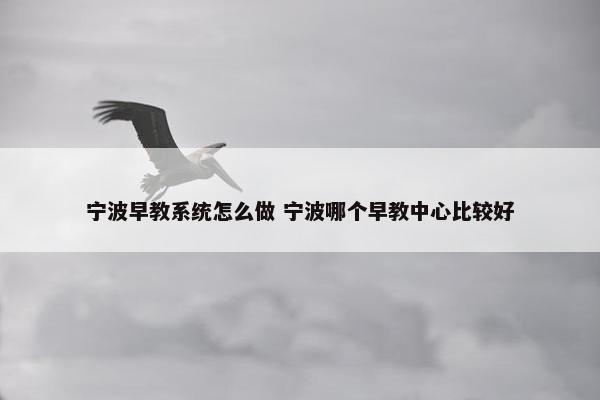 宁波早教系统怎么做 宁波哪个早教中心比较好