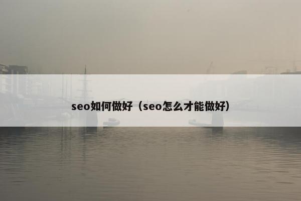 seo如何做好（seo怎么才能做好）