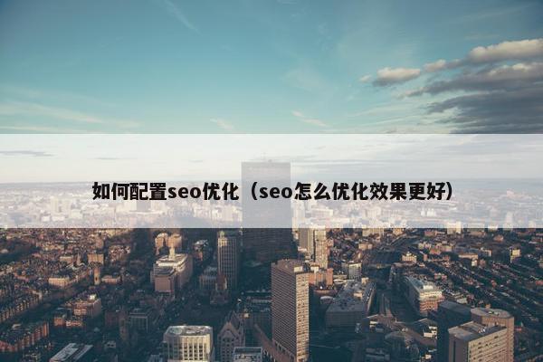 如何配置seo优化（seo怎么优化效果更好）