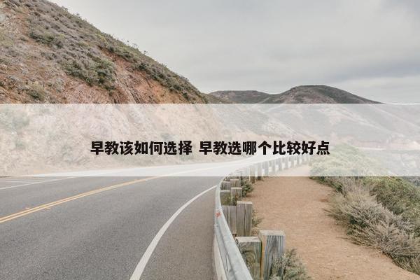 早教该如何选择 早教选哪个比较好点