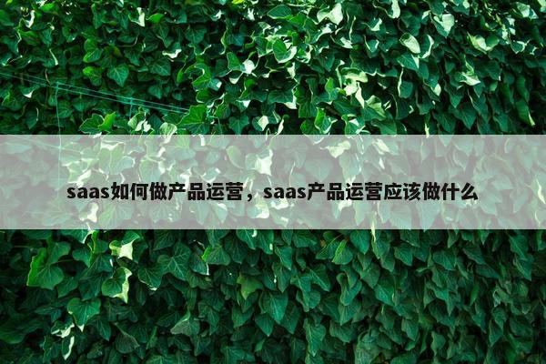 saas如何做产品运营，saas产品运营应该做什么