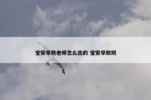 宝安早教老师怎么选的 宝安早教班