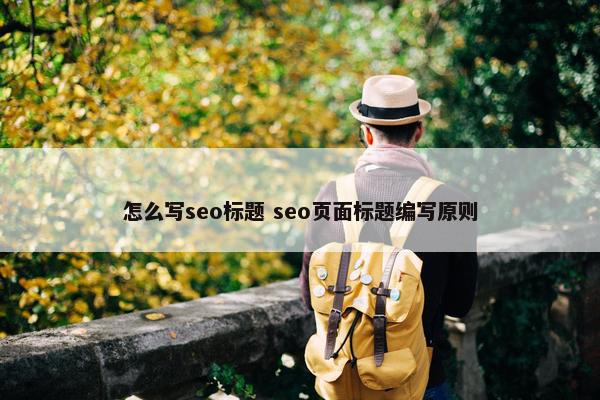 怎么写seo标题 seo页面标题编写原则