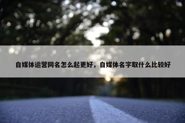 自媒体运营网名怎么起更好，自媒体名字取什么比较好