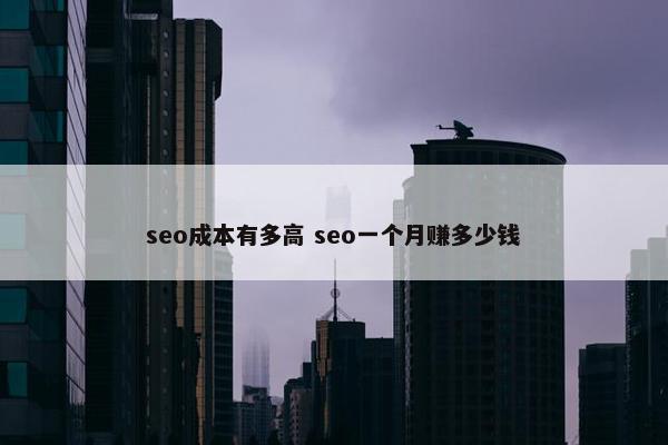 seo成本有多高 seo一个月赚多少钱