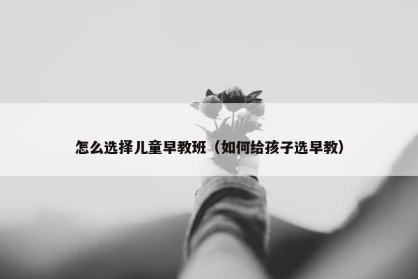 怎么选择儿童早教班（如何给孩子选早教）