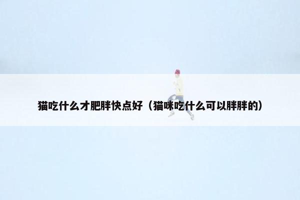 猫吃什么才肥胖快点好（猫咪吃什么可以胖胖的）