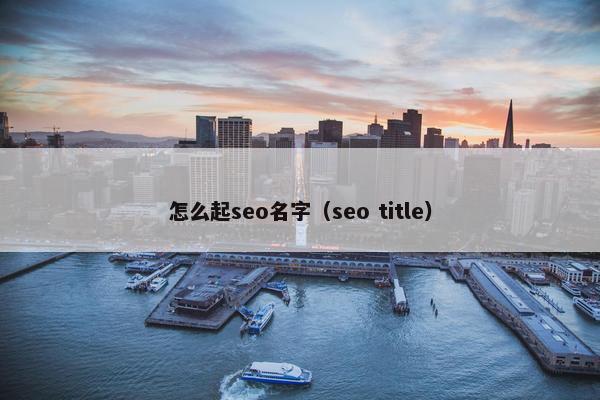 怎么起seo名字（seo title）