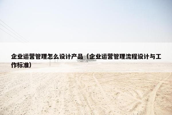 企业运营管理怎么设计产品（企业运营管理流程设计与工作标准）