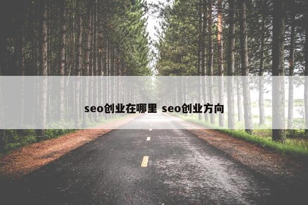 seo创业在哪里 seo创业方向