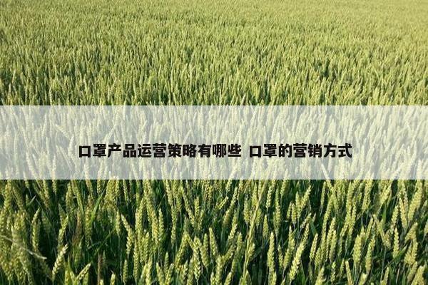 口罩产品运营策略有哪些 口罩的营销方式