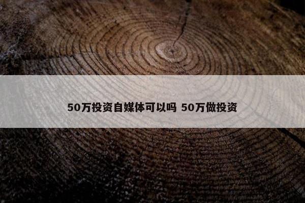 50万投资自媒体可以吗 50万做投资