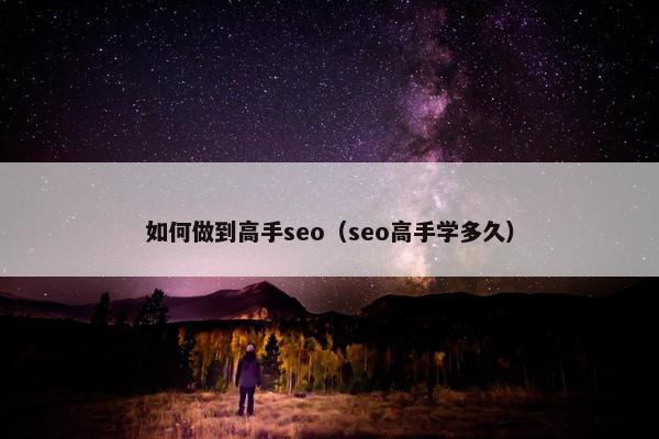 如何做到高手seo（seo高手学多久）