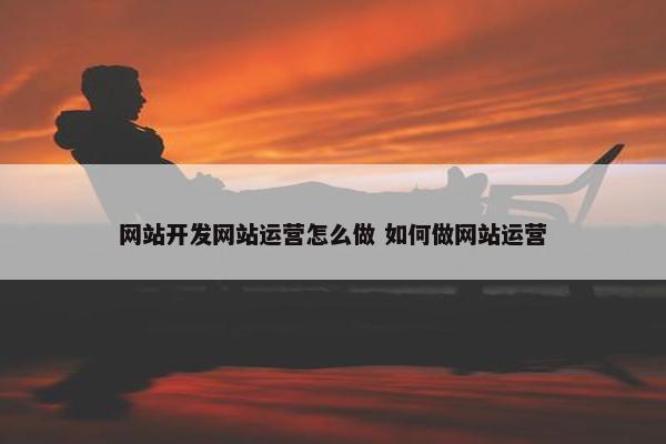 网站开发网站运营怎么做 如何做网站运营