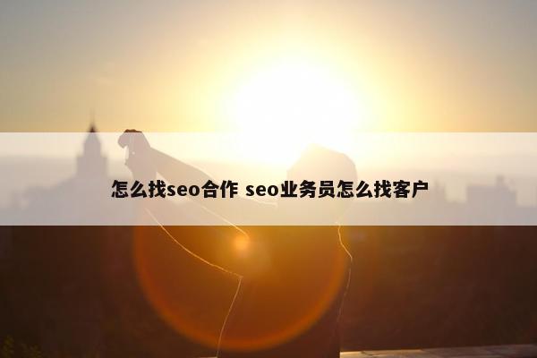 怎么找seo合作 seo业务员怎么找客户