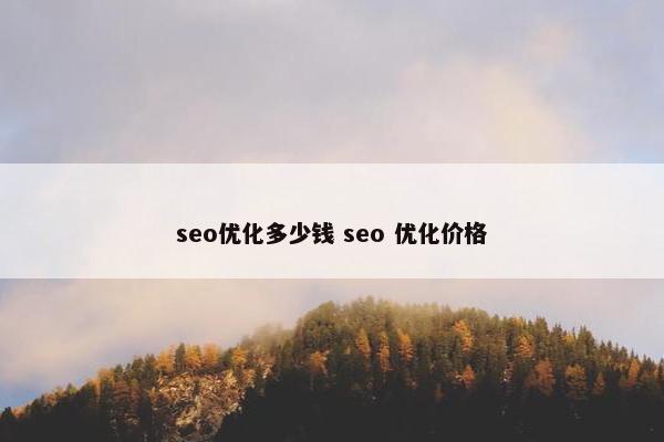 seo优化多少钱 seo 优化价格