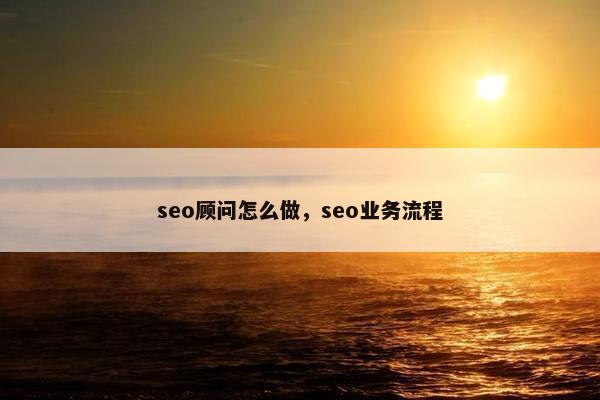 seo顾问怎么做，seo业务流程