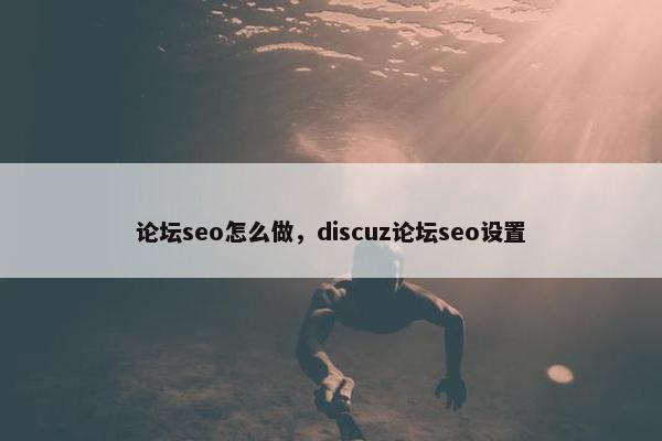 论坛seo怎么做，discuz论坛seo设置